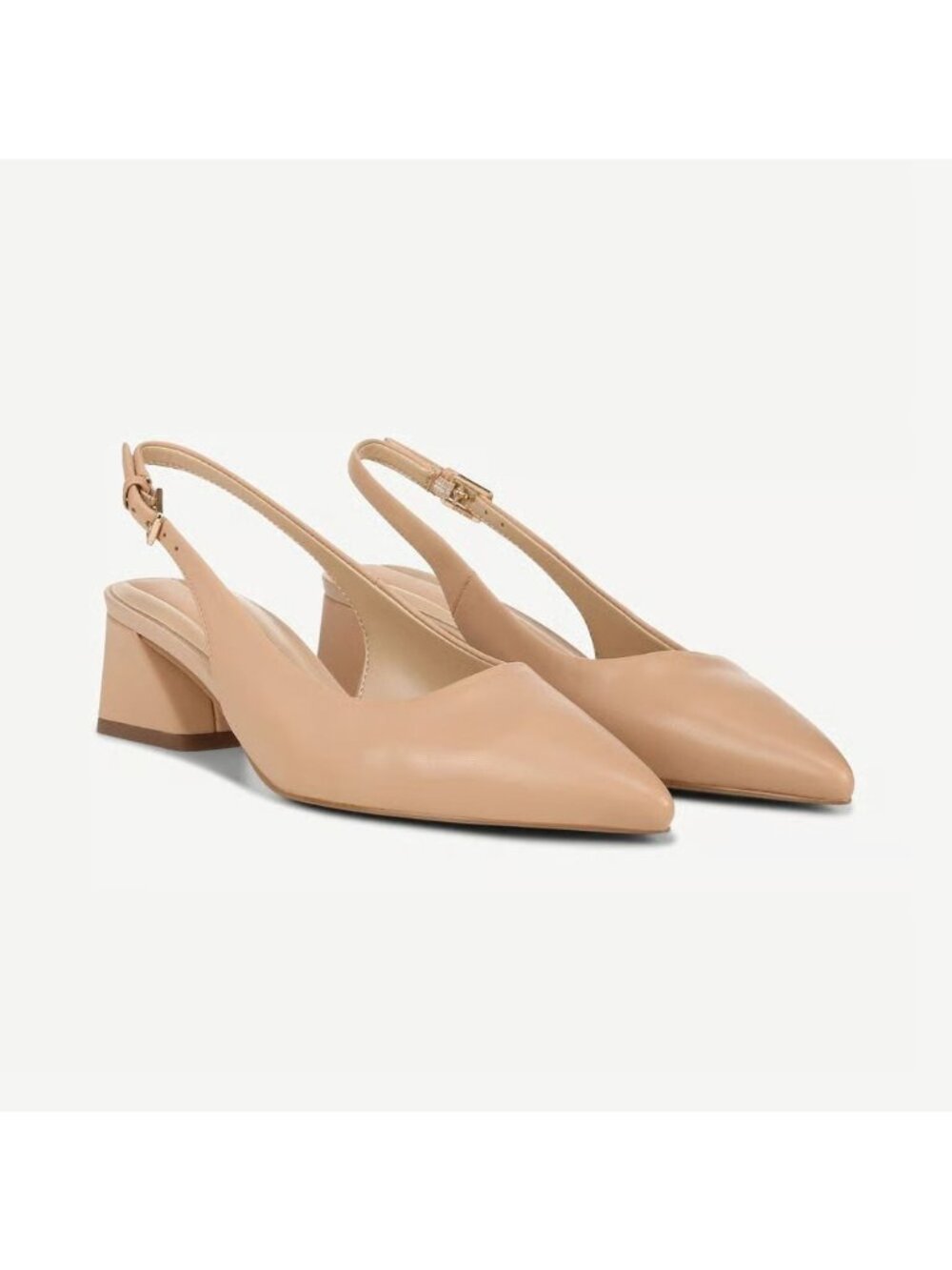 Franco Sarto Womens Racer Slingback Leather Shoes Beige Size 8M Defected